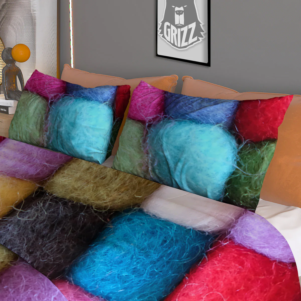 Wool Yarns Colorful Print Duvet Cover Bedding Set - Image 3