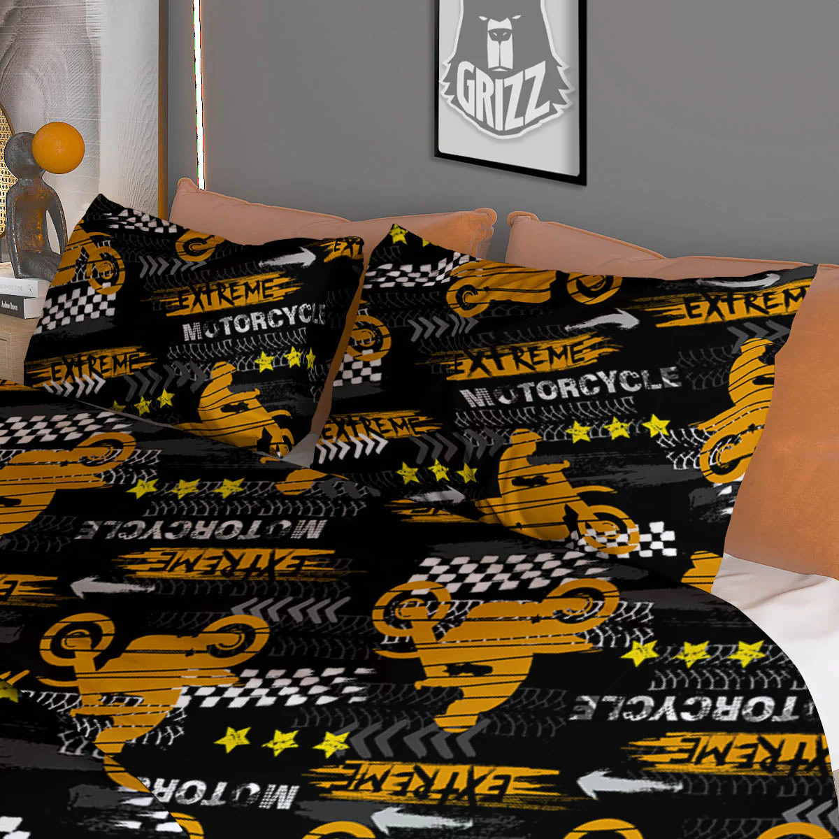 Words Motorcycle Print Pattern Duvet Cover Bedding Set - Image 3