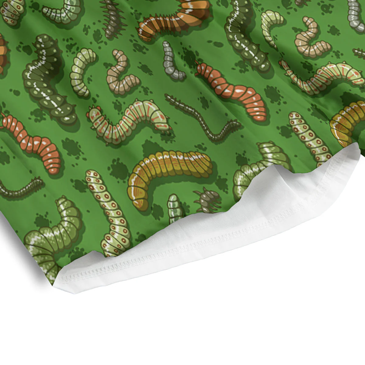Worm Insect Green Print Pattern Men's Athletic Shorts - Image 4