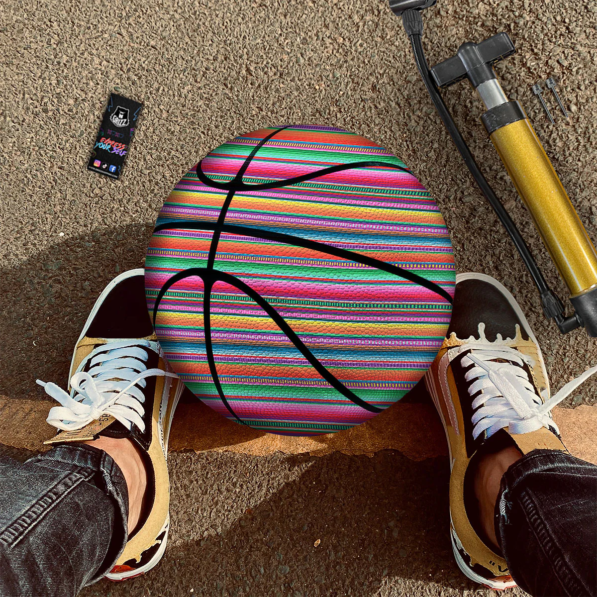 Woven Ethnic Mexican Print Pattern Basketball - Image 2