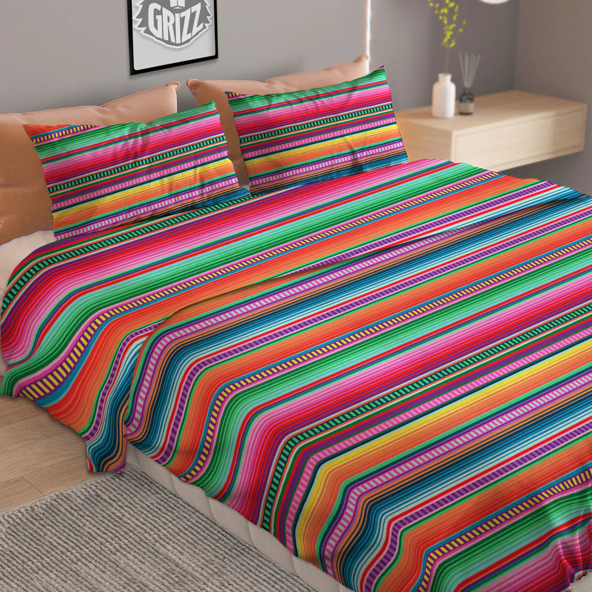 Woven Ethnic Mexican Print Pattern Duvet Cover Bedding Set - Image 2