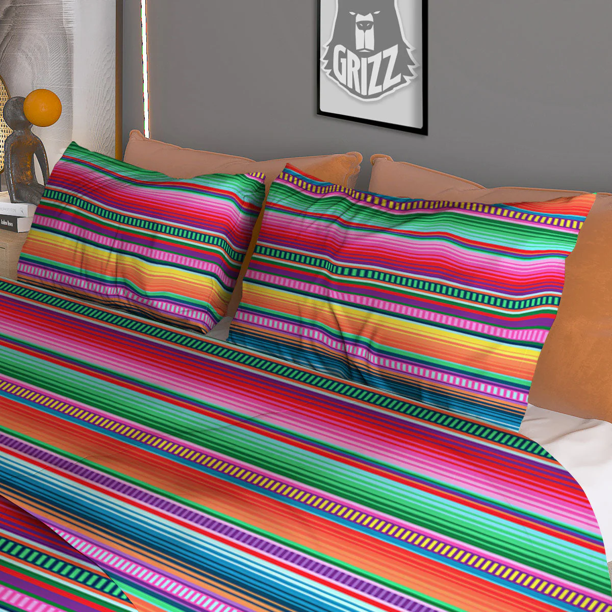 Woven Ethnic Mexican Print Pattern Duvet Cover Bedding Set - Image 3