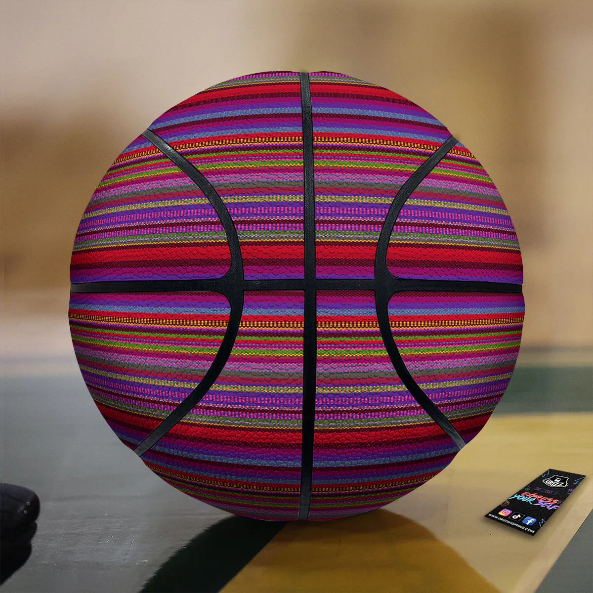 Woven Mexican Colorful Print Pattern Basketball