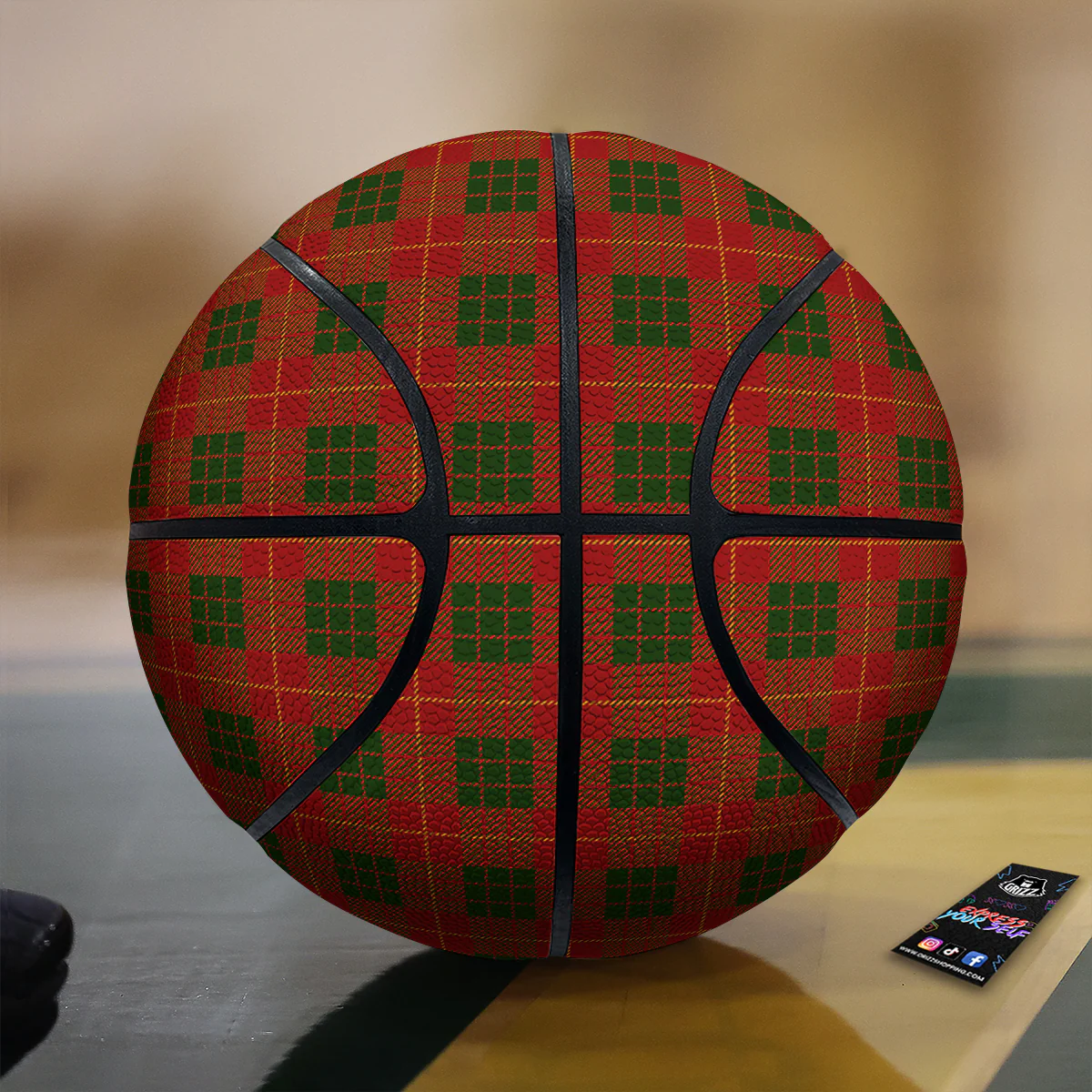 Xmas Plaid Print Pattern Basketball