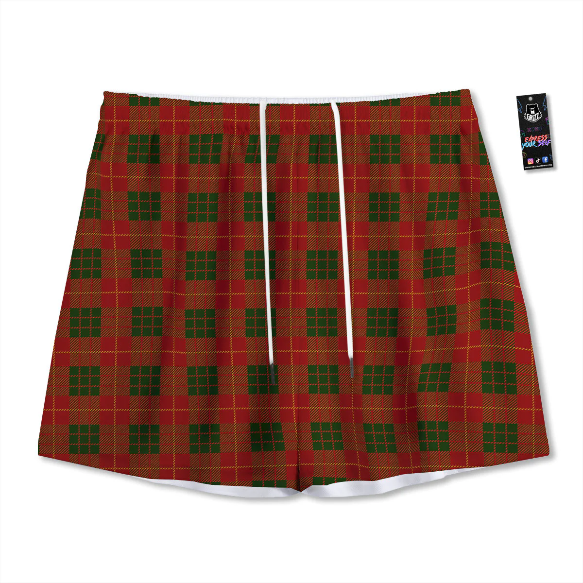 Xmas Plaid Print Pattern Mesh Shorts