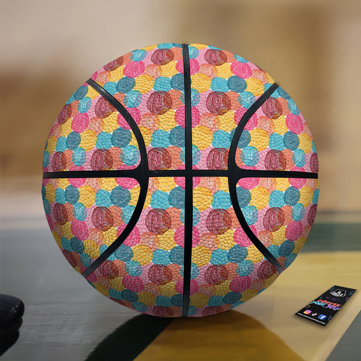 Yarn Balls Colorful Print Basketball