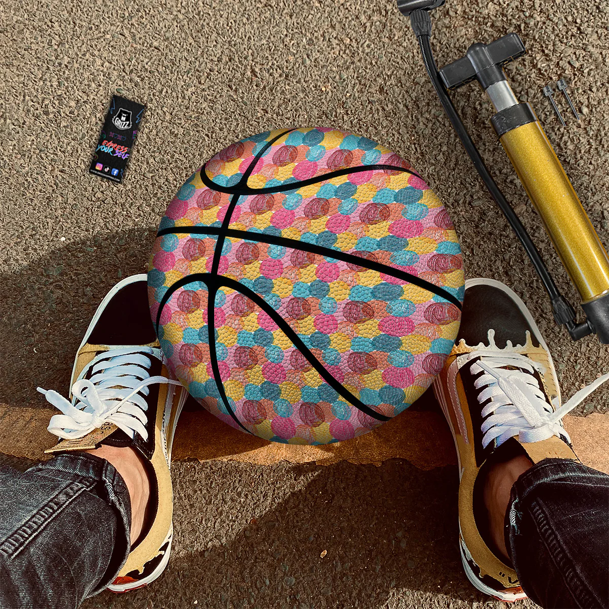 Yarn Balls Colorful Print Basketball - Image 2