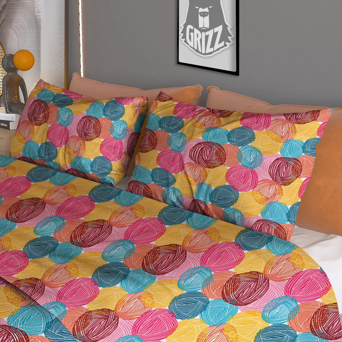 Yarn Balls Colorful Print Duvet Cover Bedding Set - Image 3