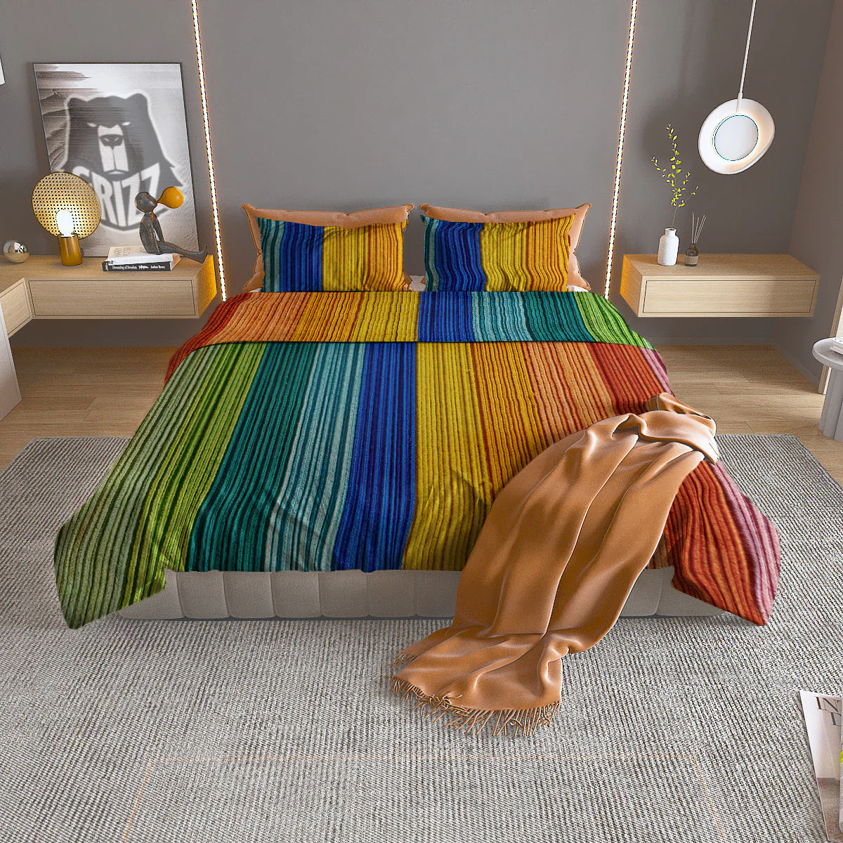Yarn Colorful Print Duvet Cover Bedding Set