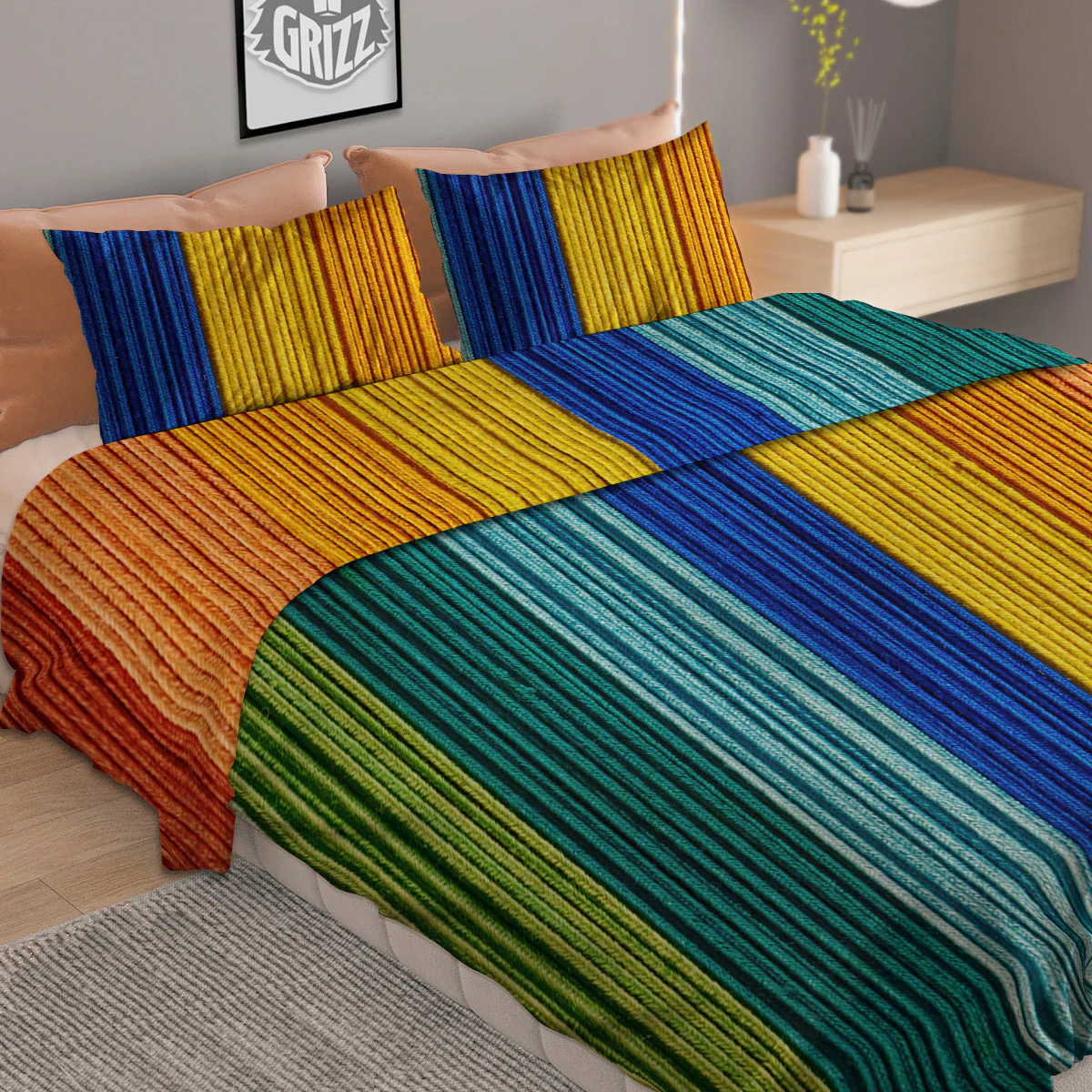 Yarn Colorful Print Duvet Cover Bedding Set - Image 2