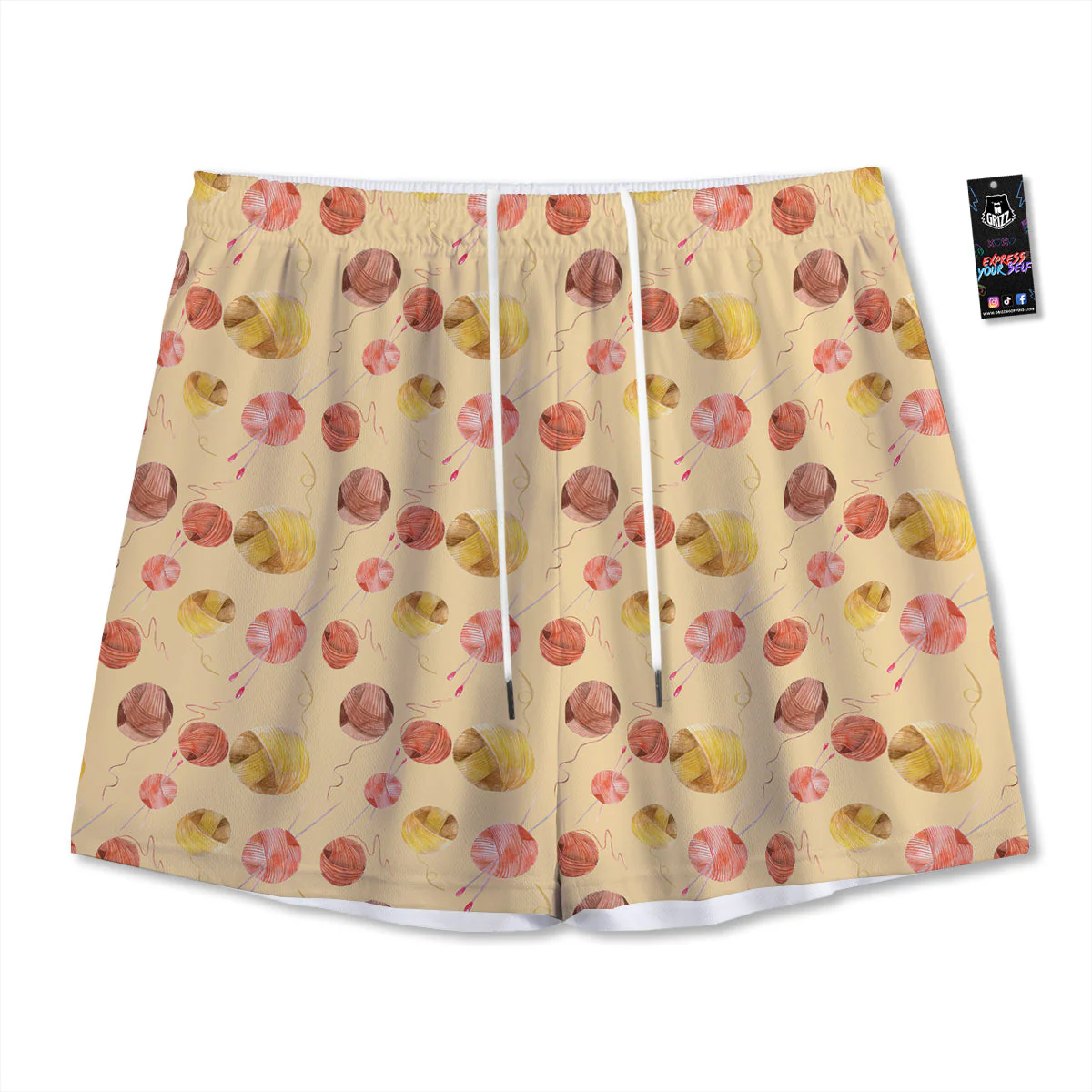 Yarn Watercolor Print Pattern Mesh Shorts