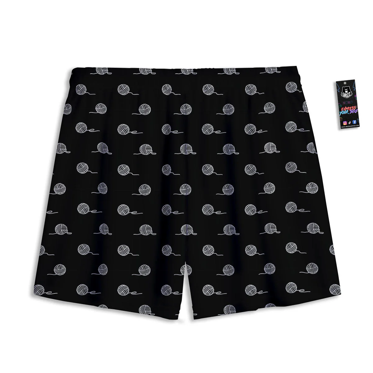 Yarn White And Black Print Pattern Mesh Shorts - Image 2