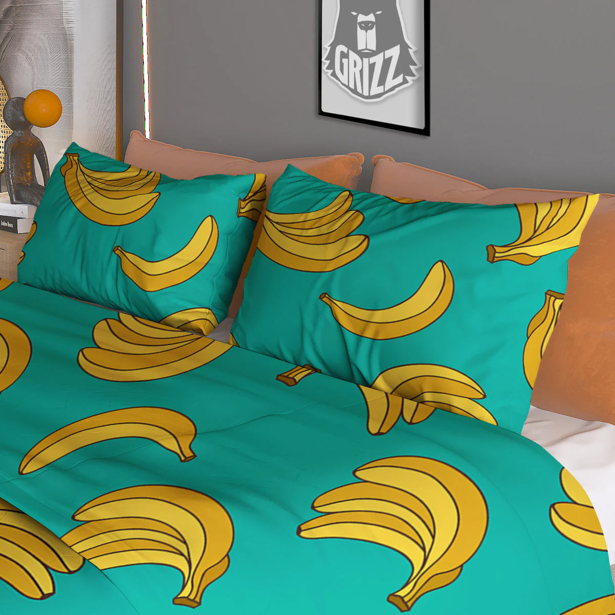 Yellow Banana Print Pattern Duvet Cover Bedding Set - Image 3