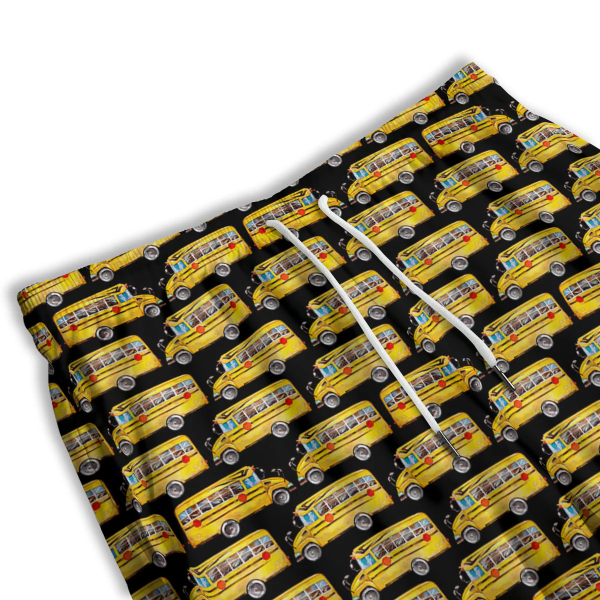 Yellow Bus Print Pattern Men's Athletic Shorts - Image 3