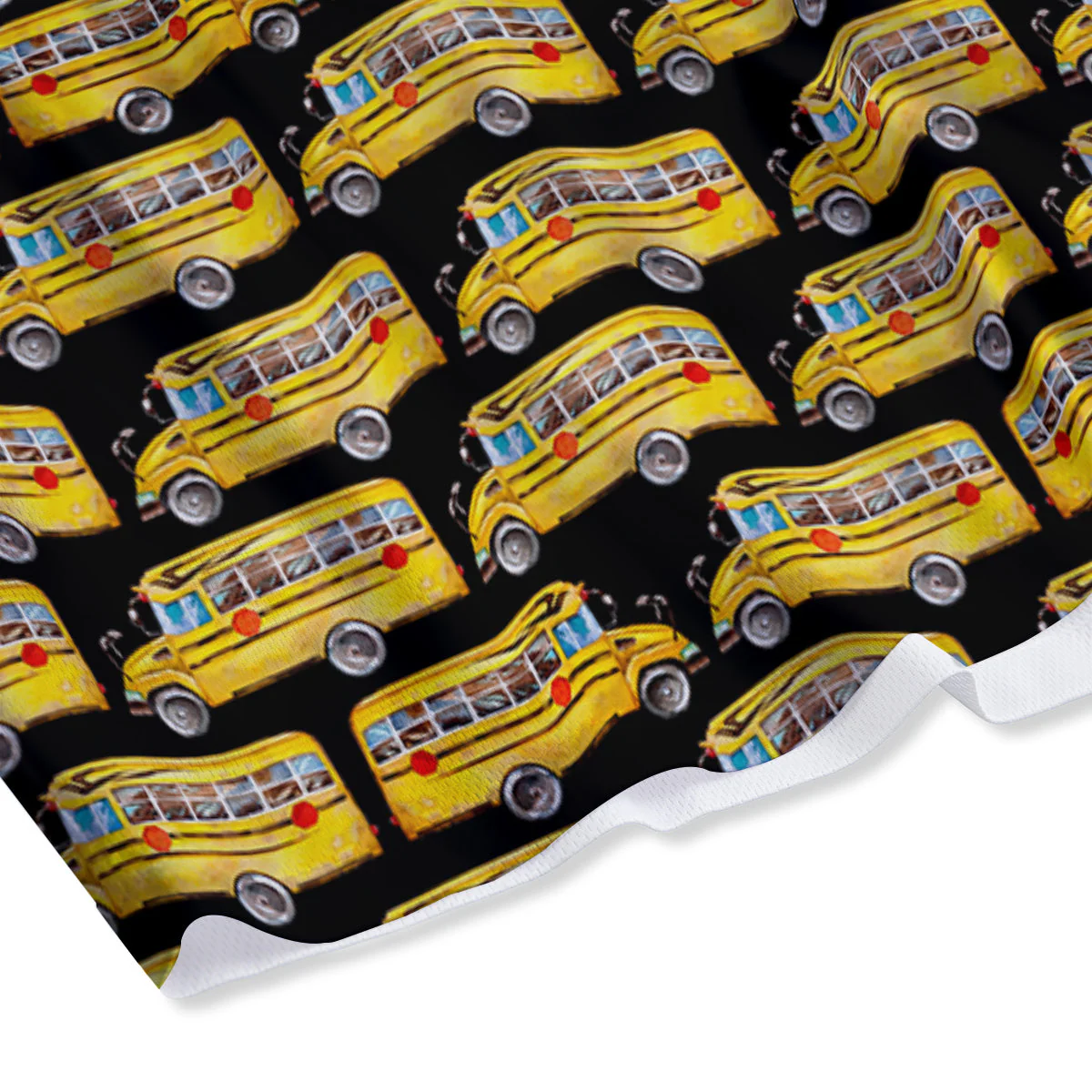 Yellow Bus Print Pattern Mesh Shorts - Image 4