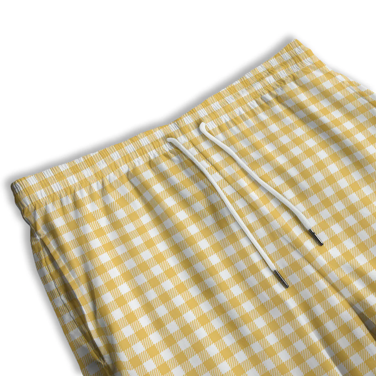 Yellow Canary And White Gingham Print Men's Athletic Shorts - Image 3