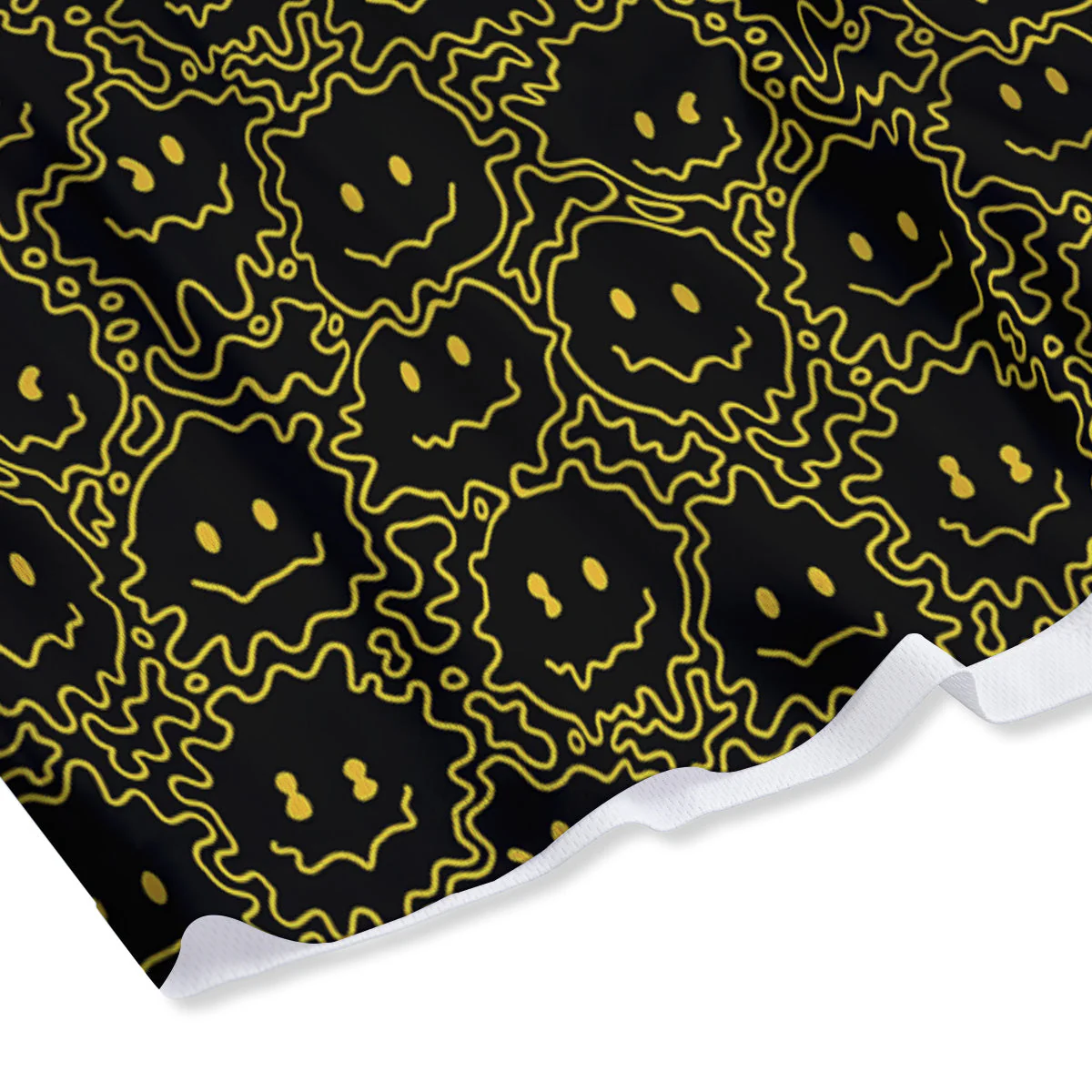 Yellow Crazy Emoji Print Pattern Mesh Shorts - Image 4