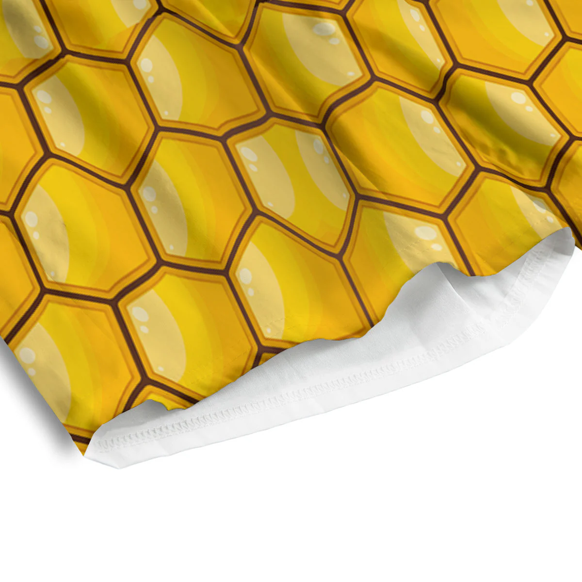 Yellow Honeycomb Print Pattern Men's Athletic Shorts - Image 4
