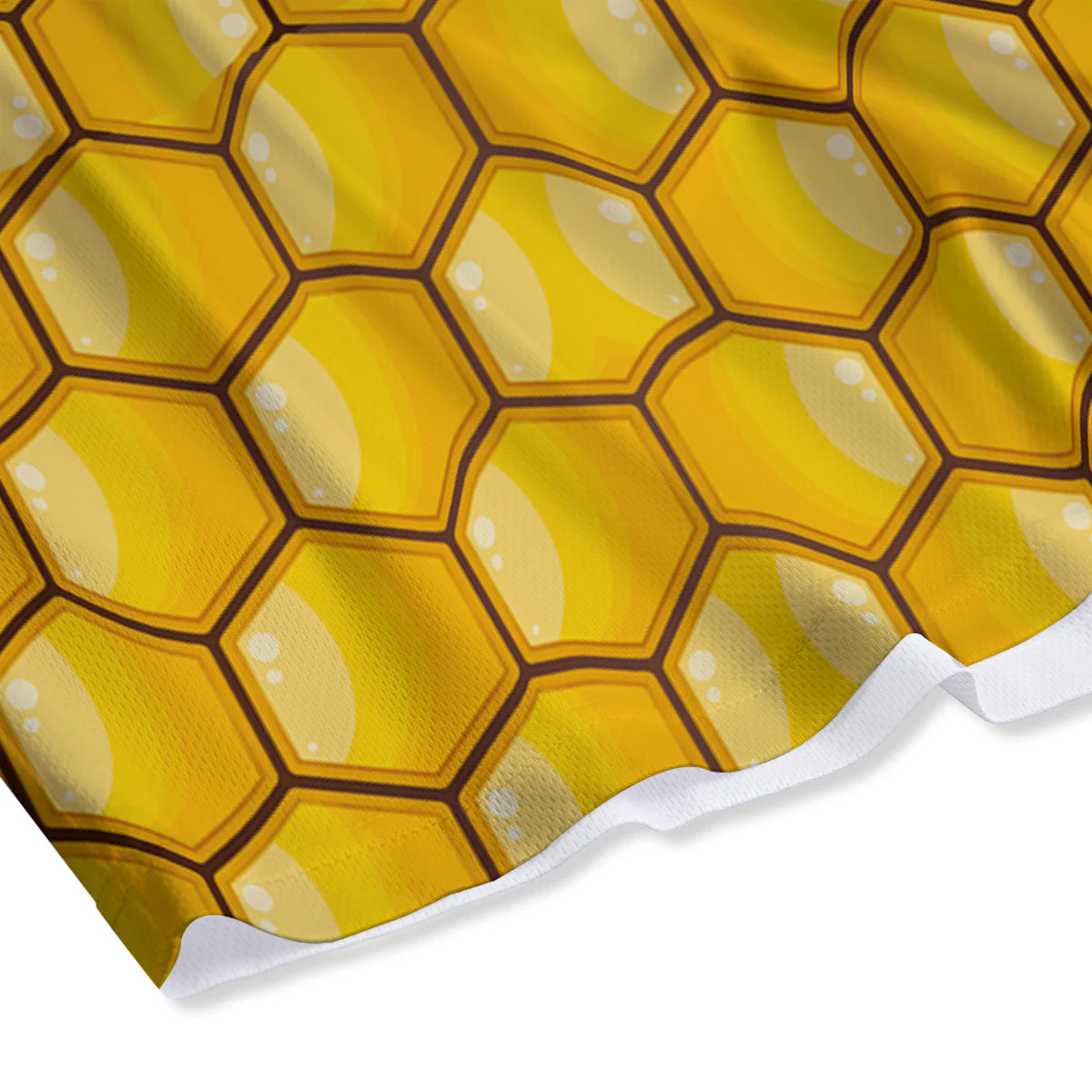 Yellow Honeycomb Print Pattern Mesh Shorts - Image 4