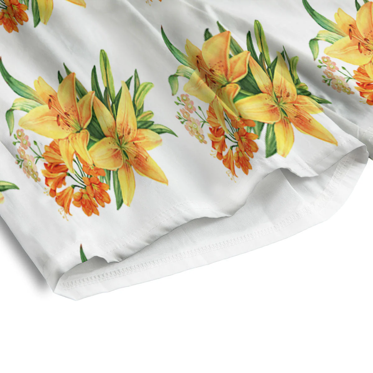 Yellow Lily Watercolor Print Pattern Men's Athletic Shorts - Image 4