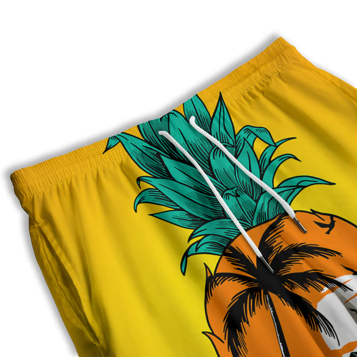 Yellow Pineapple Aloha Tropical Island Print Men's Athletic Shorts - Image 3