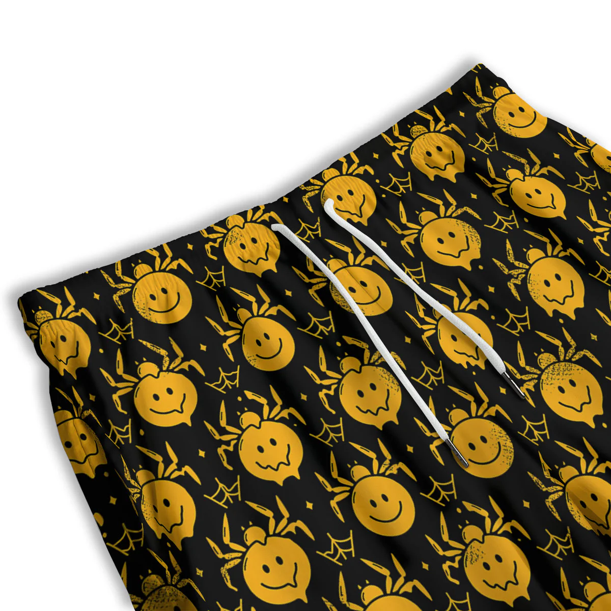Yellow Spider Psychedelic Melt Print Pattern Men's Athletic Shorts - Image 3