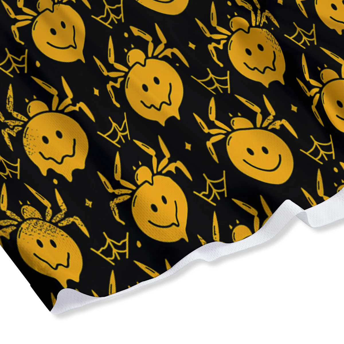 Yellow Spider Psychedelic Melt Print Pattern Mesh Shorts - Image 4