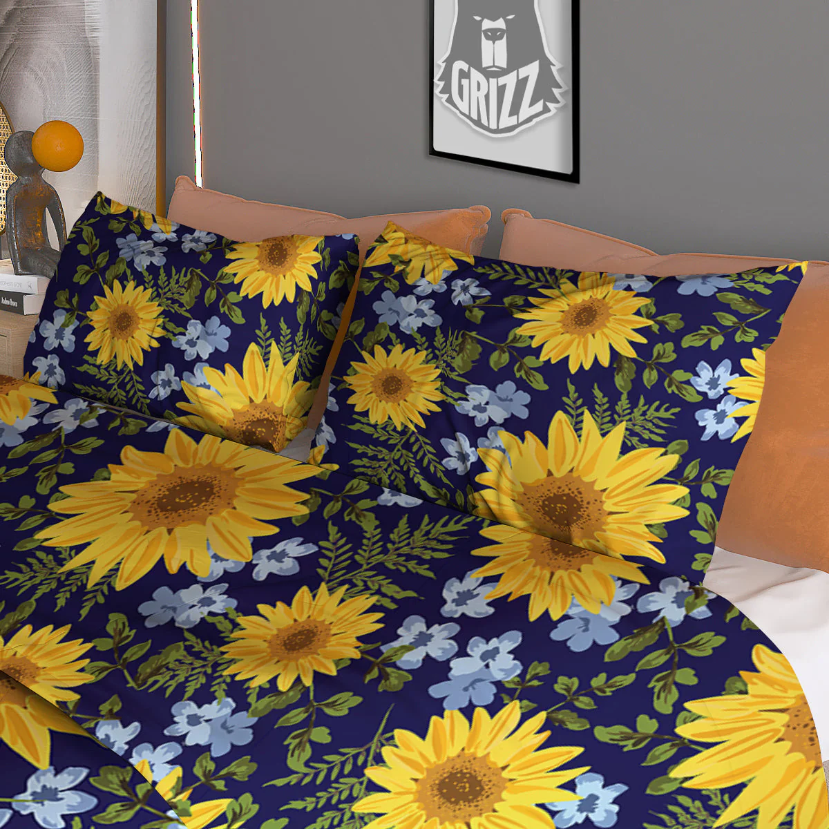 Yellow Sunflower Floral Print Duvet Cover Bedding Set - Image 3
