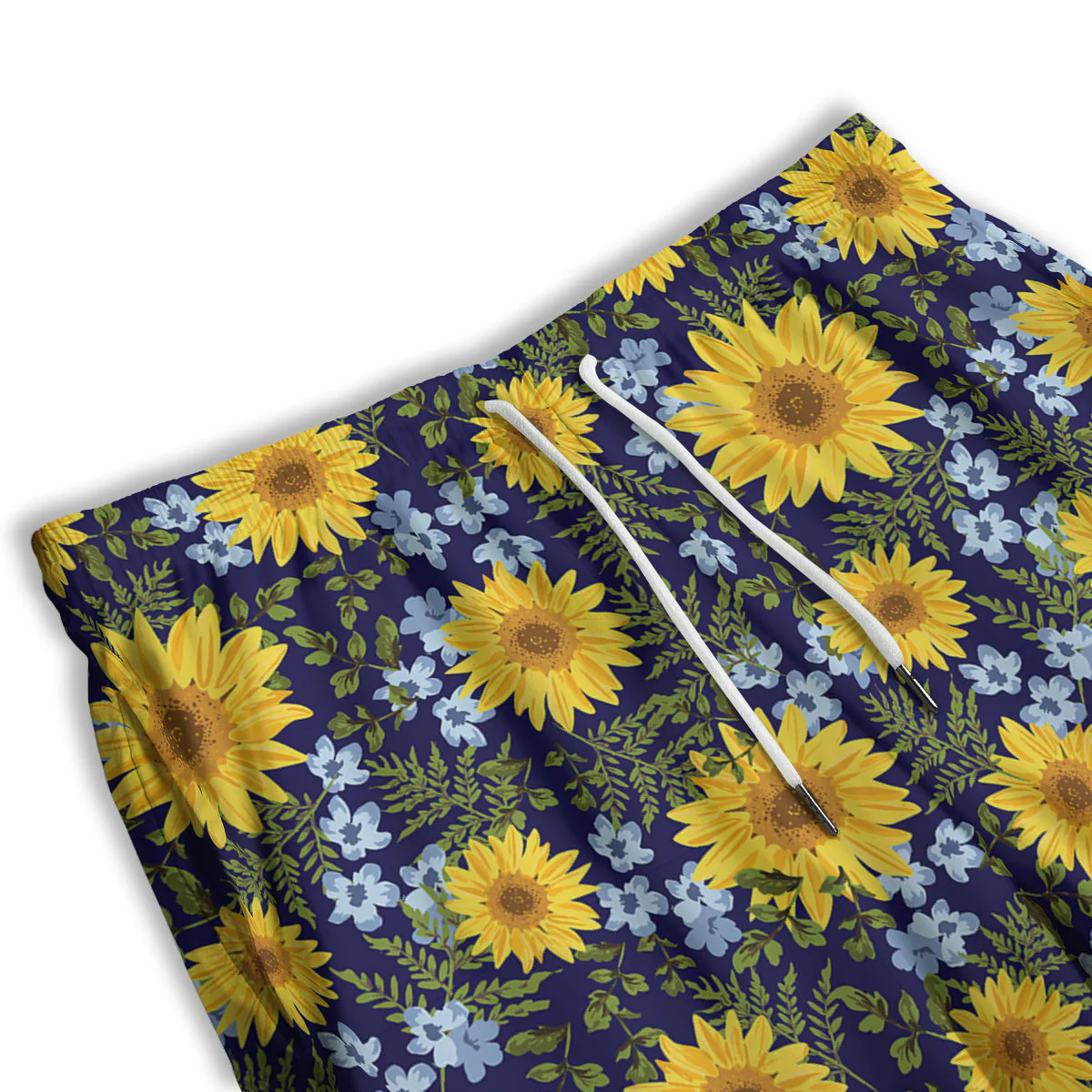 Yellow Sunflower Floral Print Men's Athletic Shorts - Image 3