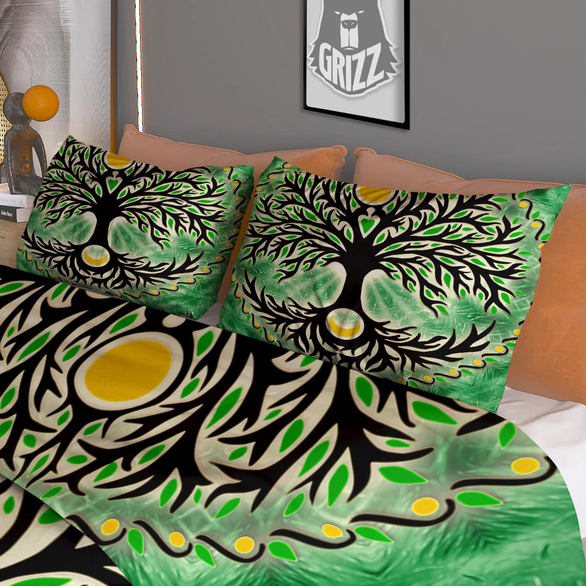 Yggdrasil Moon And Sun Print Duvet Cover Bedding Set - Image 3