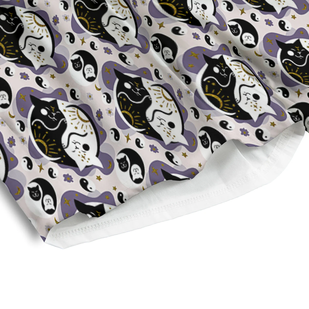 Yin Yang Black And White Cat Sleep Print Pattern Men's Athletic Shorts - Image 4