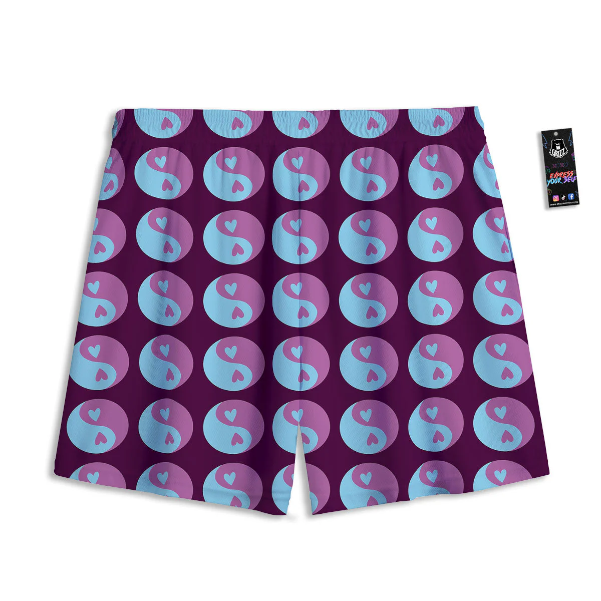 Yin Yang Blue And Purple Print Mesh Shorts - Image 2