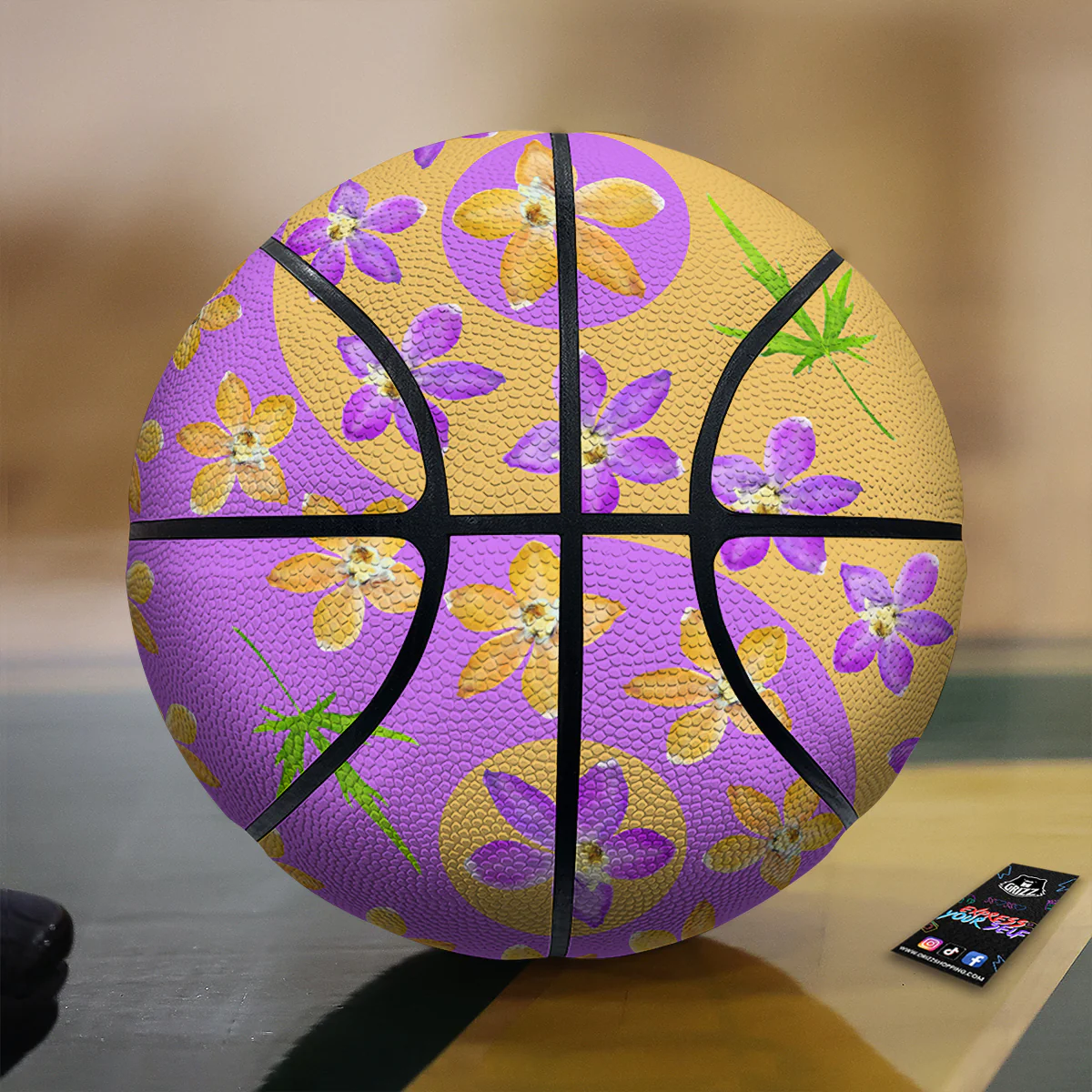 Yin Yang Colorful Flowers Print Basketball
