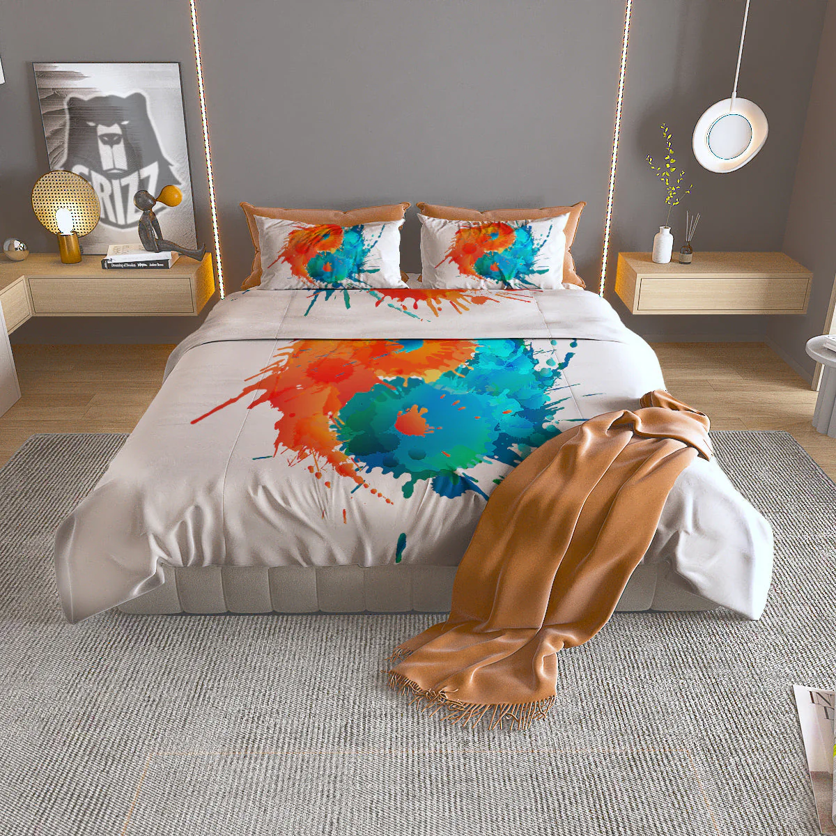 Yin Yang Colorful Splash Print Duvet Cover Bedding Set