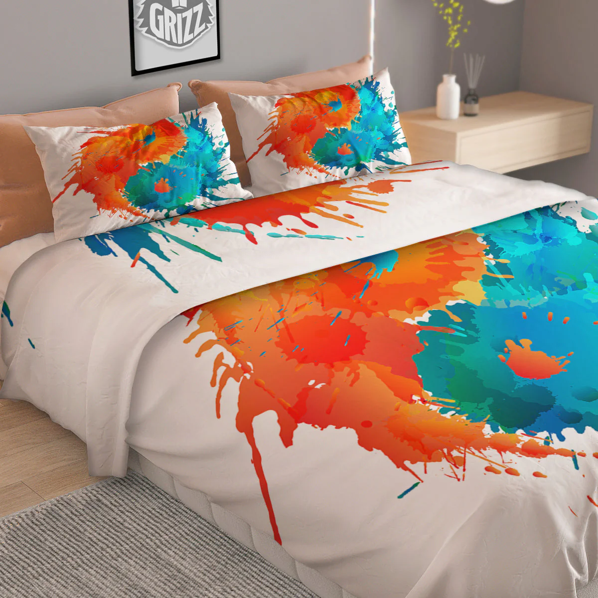 Yin Yang Colorful Splash Print Duvet Cover Bedding Set - Image 2