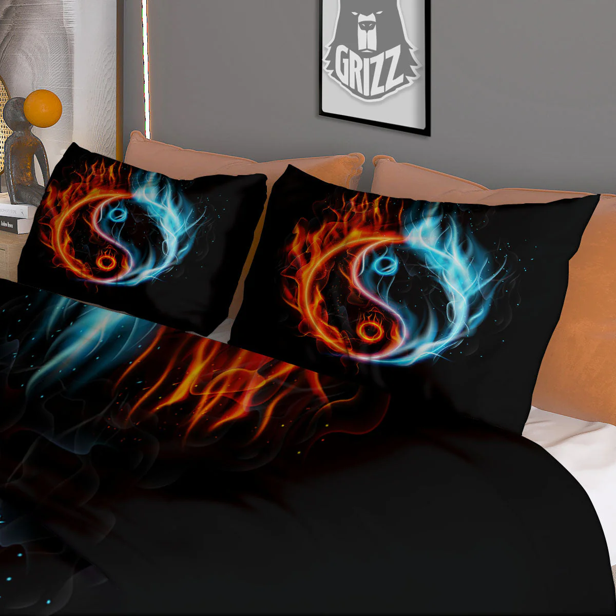 Yin Yang Flaming Print Duvet Cover Bedding Set - Image 3