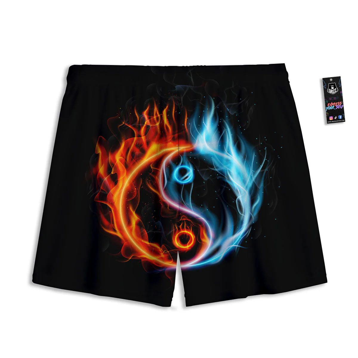 Yin Yang Flaming Print Mesh Shorts - Image 2