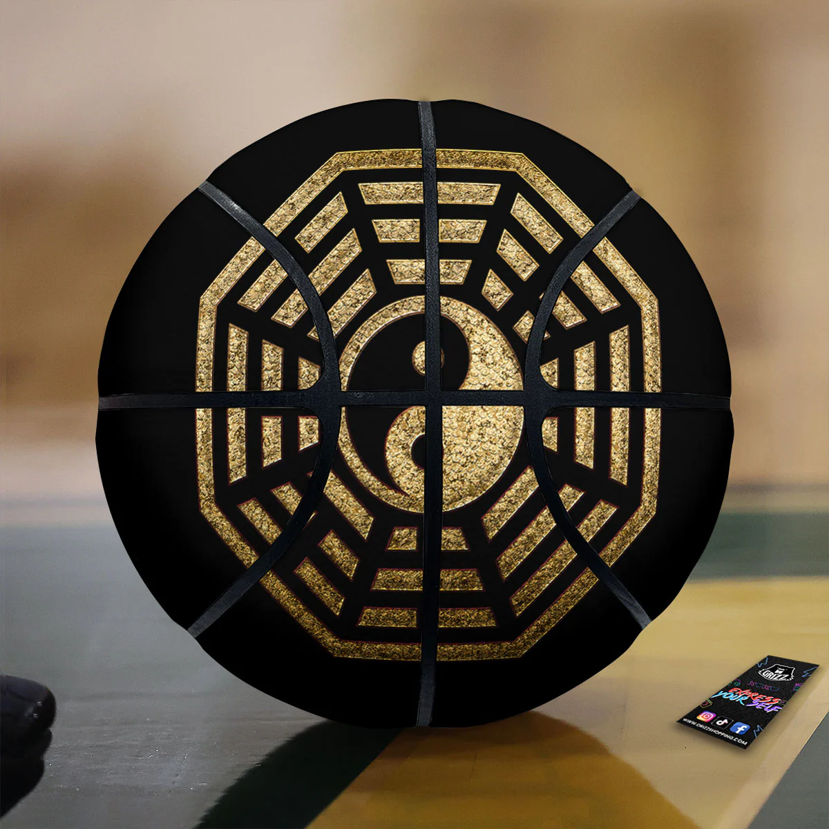 Yin Yang Gold Bagua Print Basketball