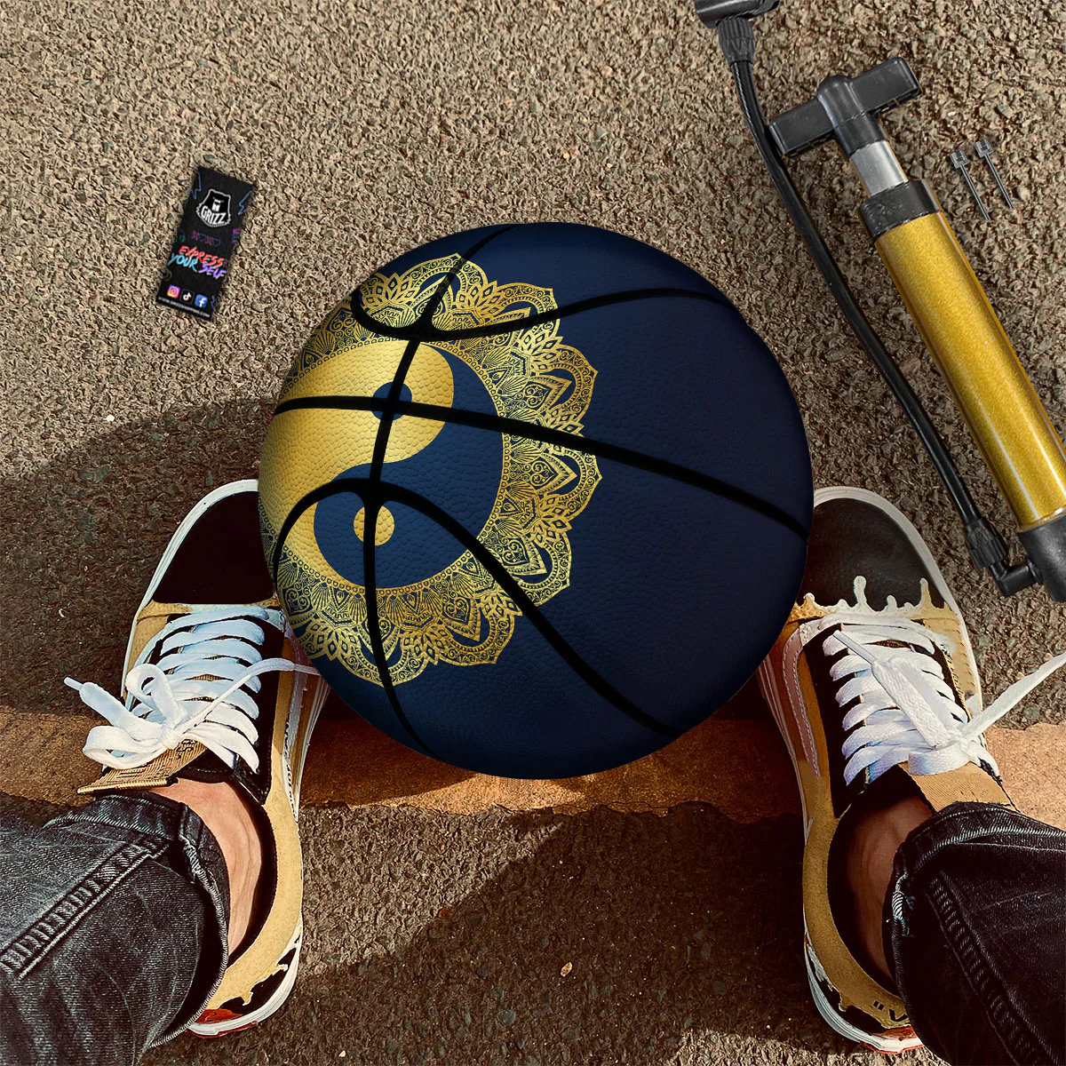 Yin Yang Gold Mandala Print Basketball - Image 2