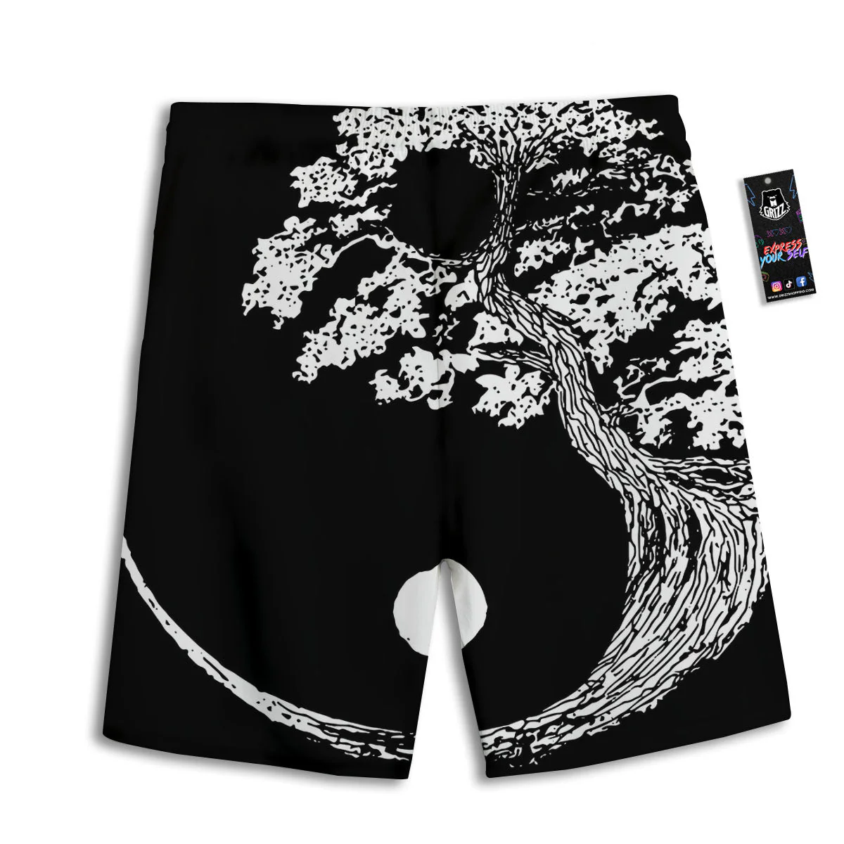 Yin Yang Roots Print Men's Athletic Shorts - Image 2