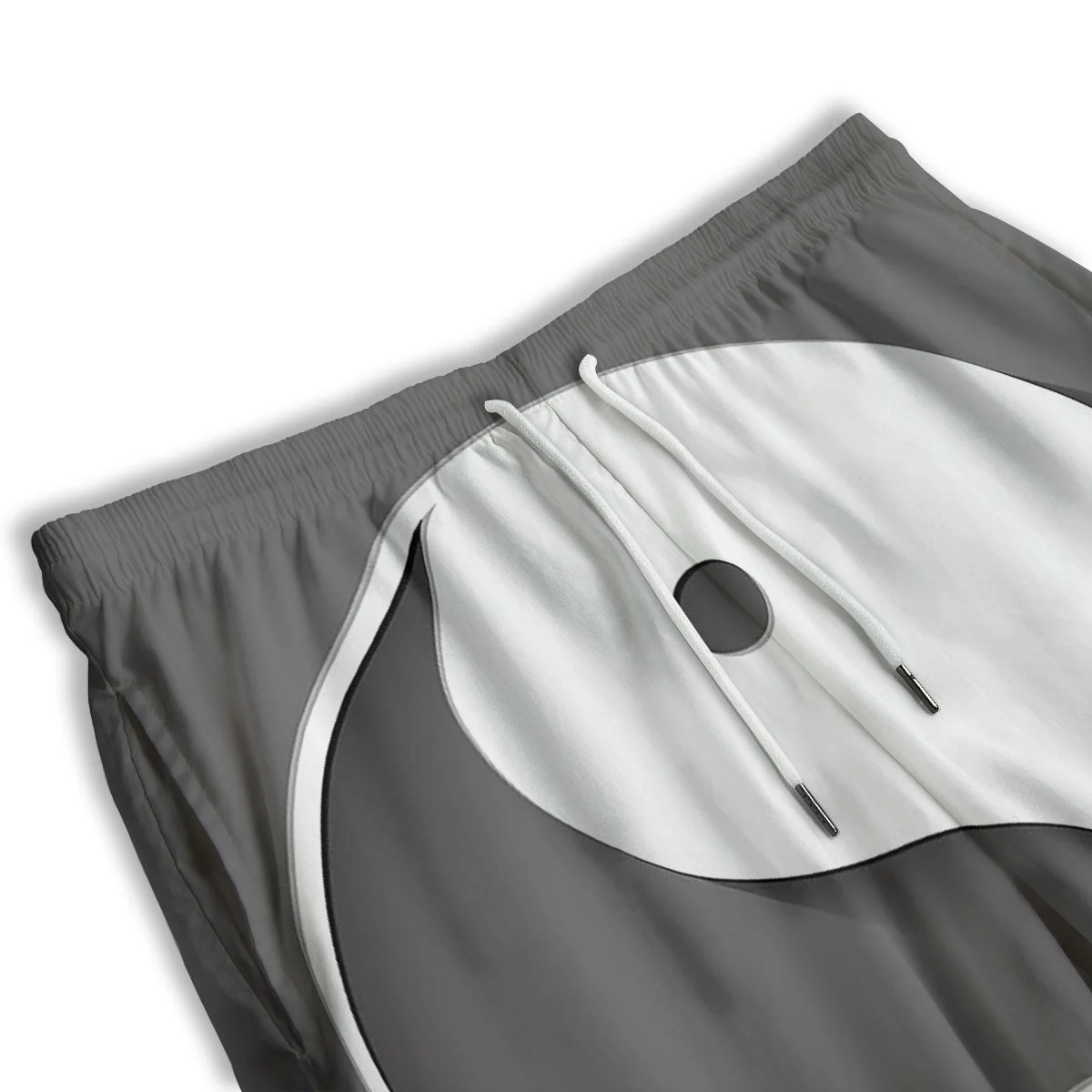 Yin Yang White And Sliver Print Men's Athletic Shorts - Image 3