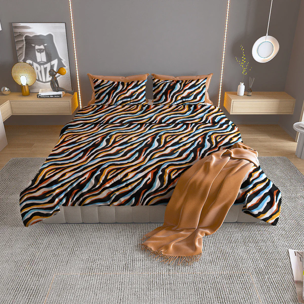 Zebra Abstract Print Pattern Duvet Cover Bedding Set