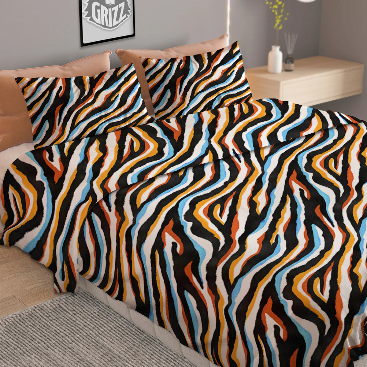 Zebra Abstract Print Pattern Duvet Cover Bedding Set - Image 2