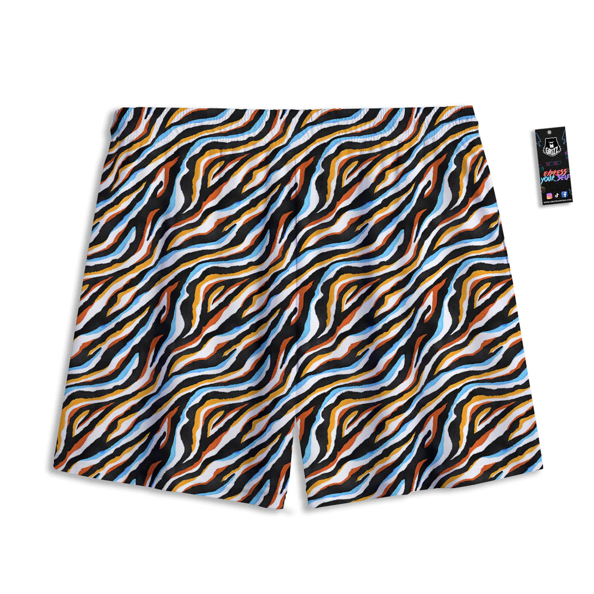 Zebra Abstract Print Pattern Mesh Shorts - Image 2