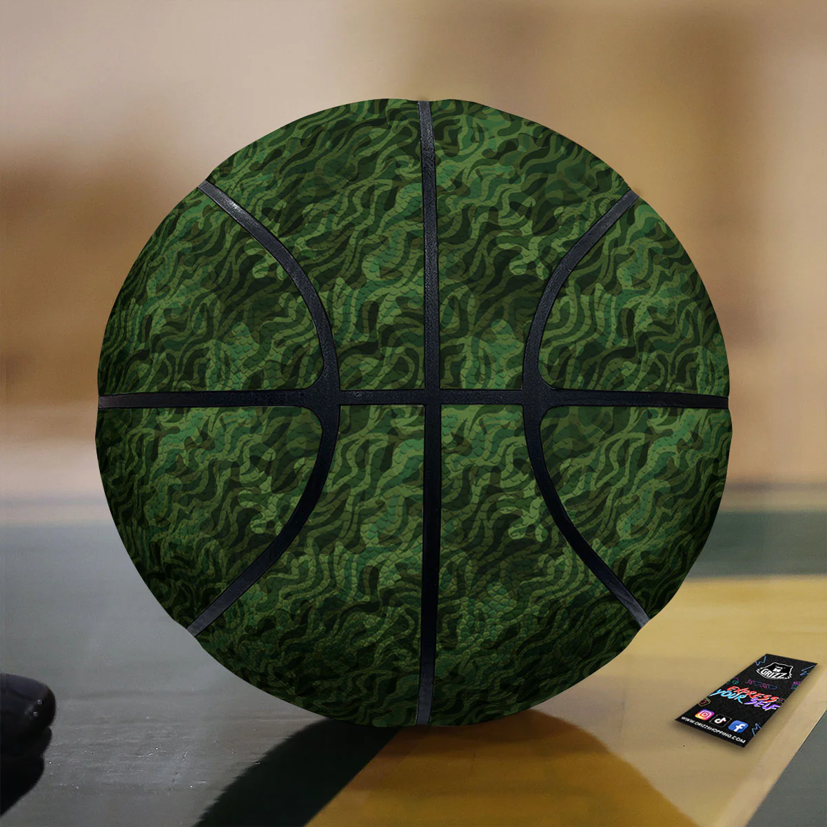 Zebra Camo Green Print Pattern Basketball