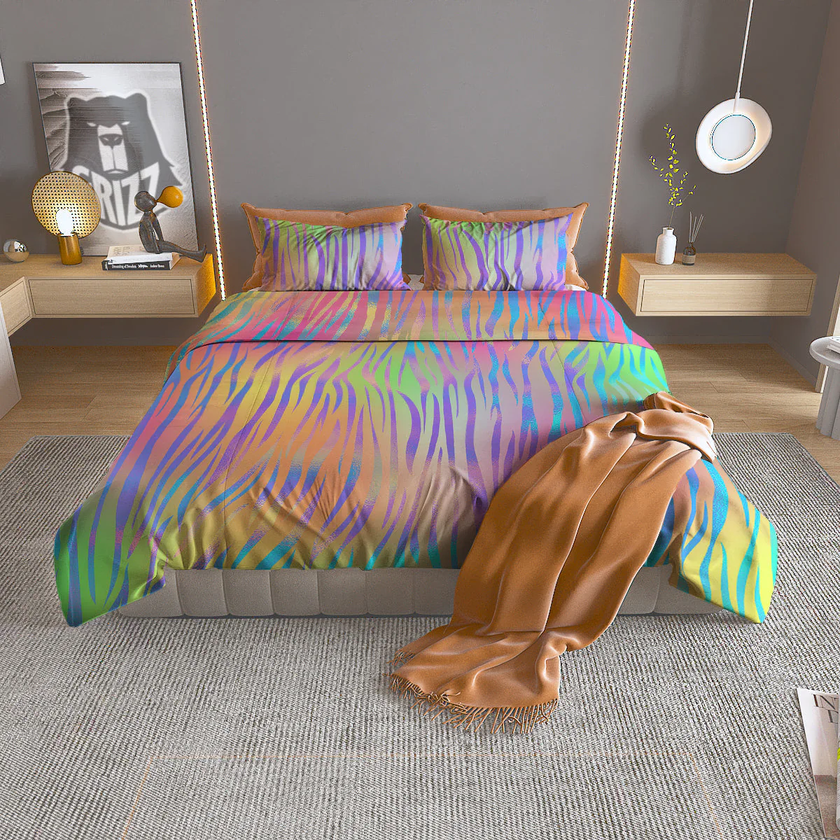 Zebra Pastel Print Pattern Duvet Cover Bedding Set