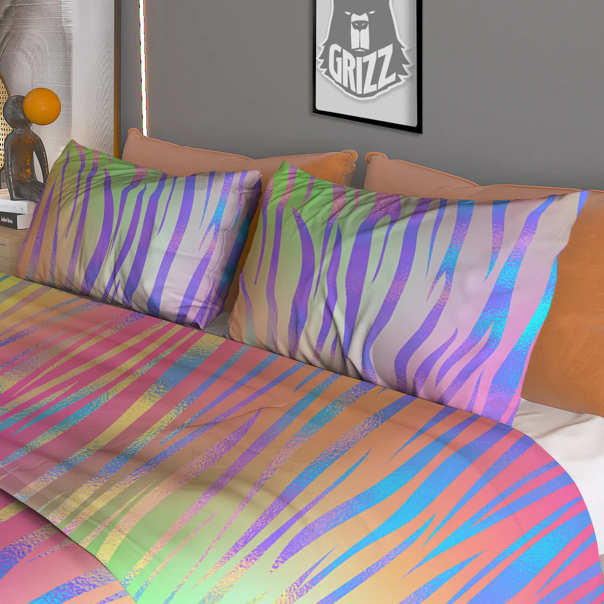 Zebra Pastel Print Pattern Duvet Cover Bedding Set - Image 3