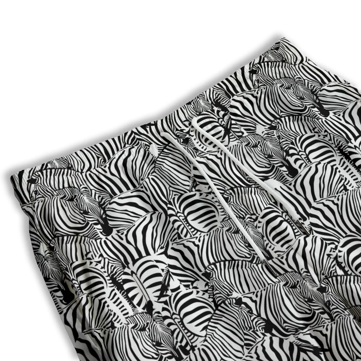 Zebra Striped Black And White Print Pattern Men's Athletic Shorts - Image 3