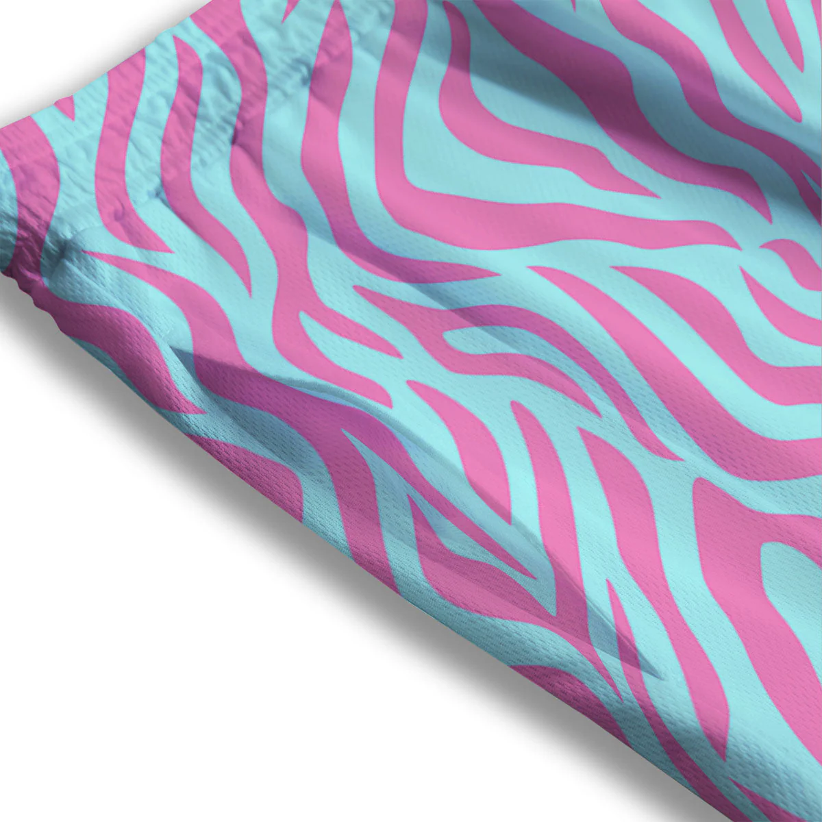 Zebra Stripes Blue And Pink Print Mesh Shorts - Image 3