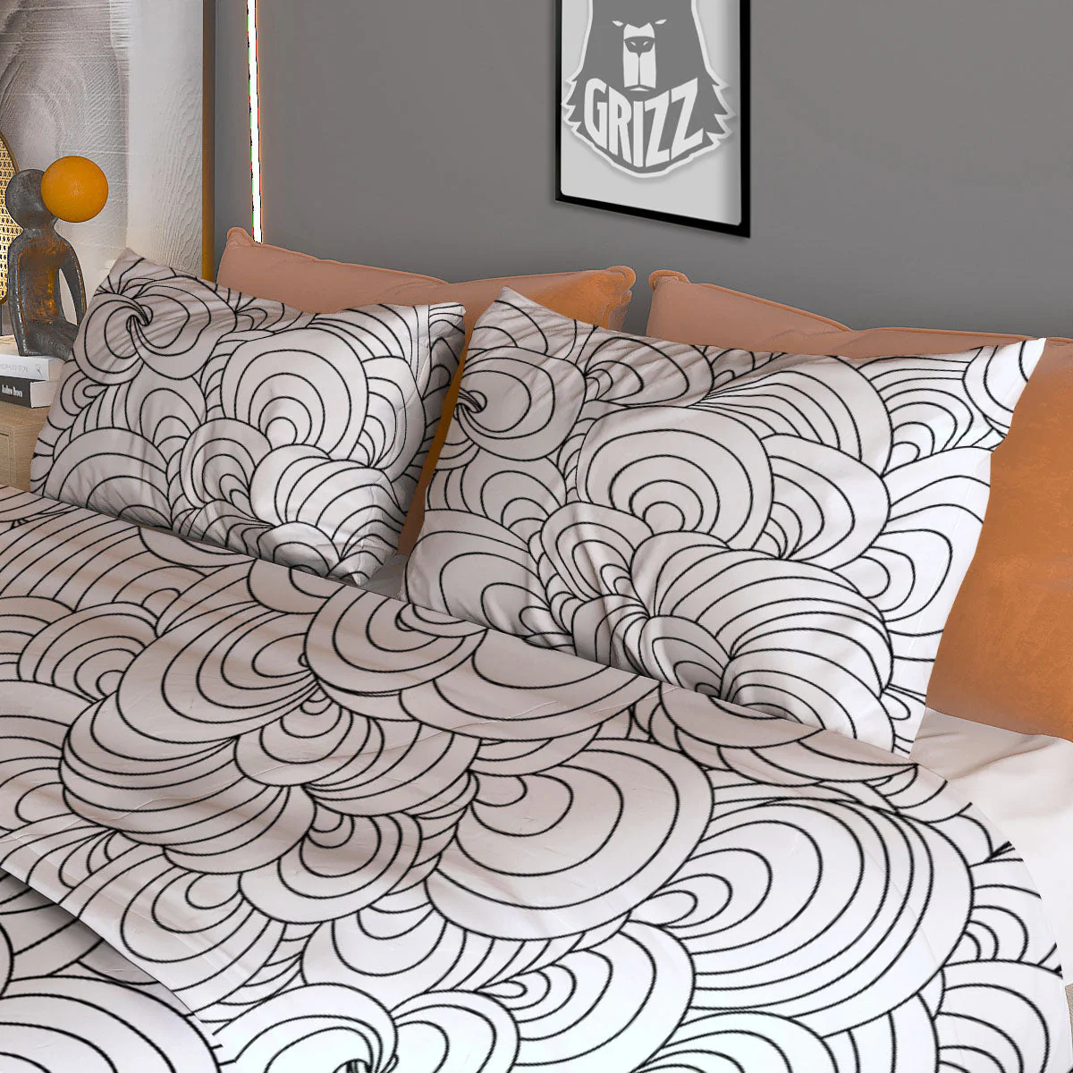 Zentangle White And Black Print Pattern Duvet Cover Bedding Set - Image 3